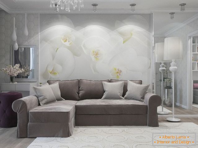 Malerei von Blumen in der Wand im Wohnzimmer