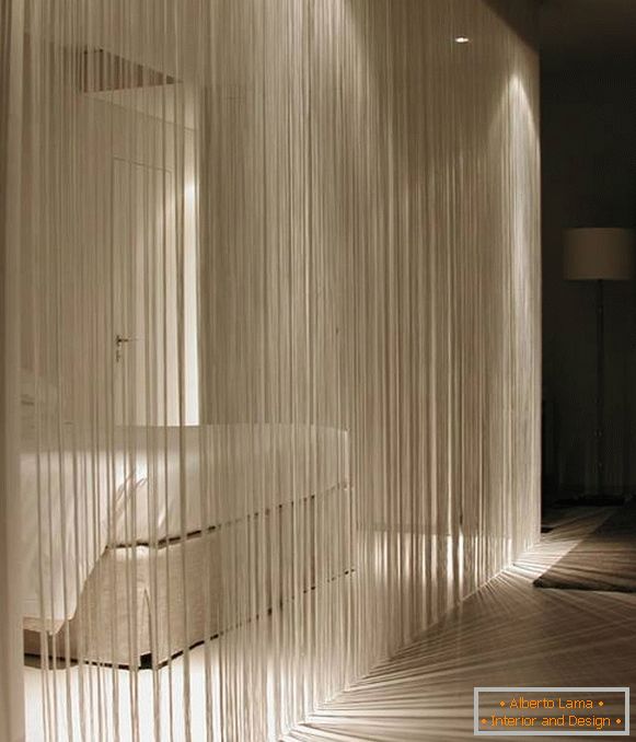 Weißer Vorhangfaden - Foto im Schlafzimmerdesign