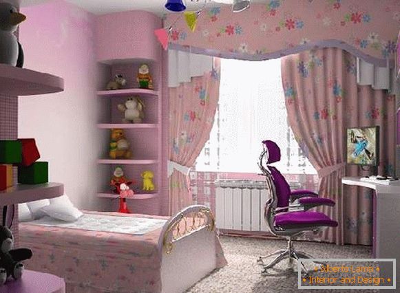 Vorhänge in einem Kinderzimmer für ein Mädchen, Foto 24