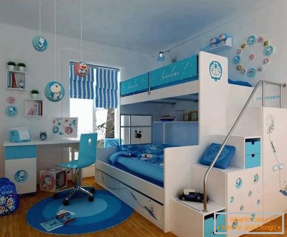 Römische Vorhänge in einem Kinderzimmer für einen Jungen, Foto 56
