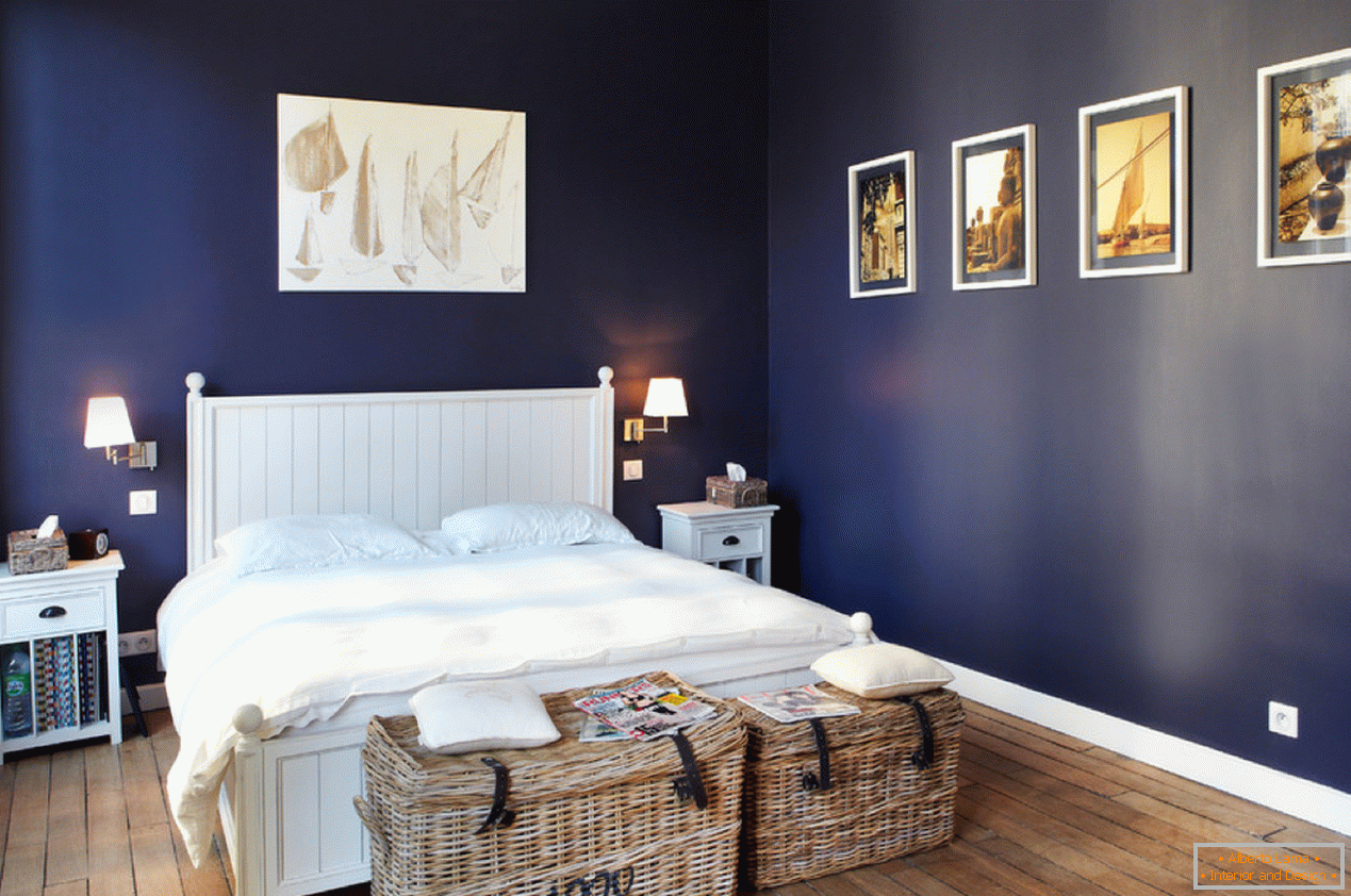 Blaue Wände im Schlafzimmer