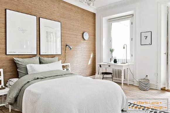 Design einer Zweizimmerwohnung im skandinavischen Stil - Foto Schlafzimmer