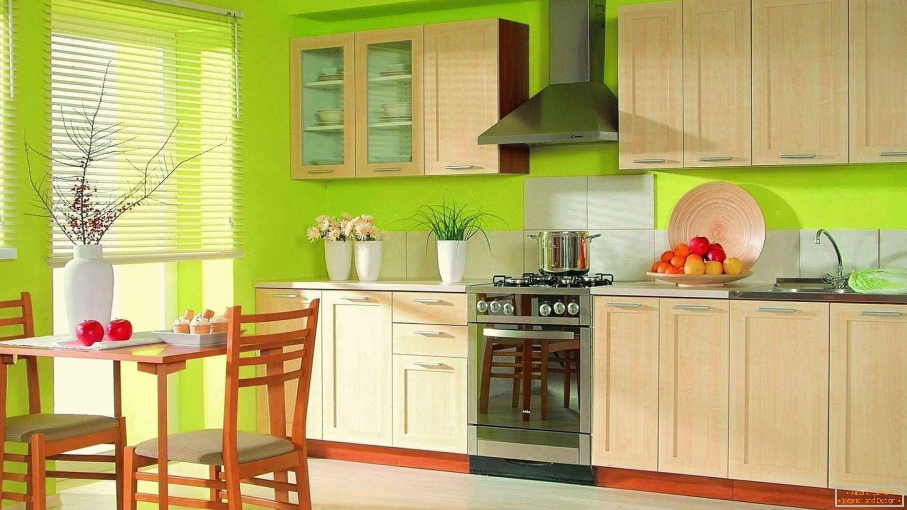 Küchendesign mit kontrastierenden Farben