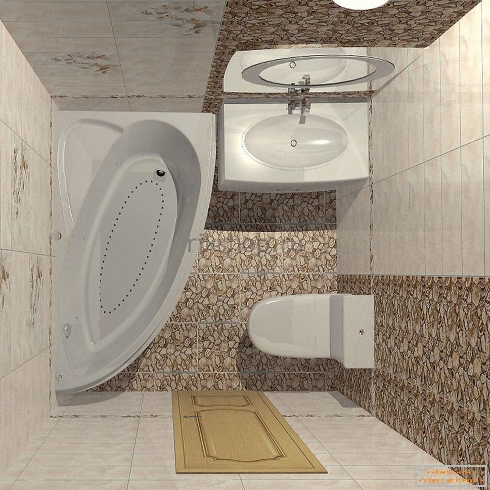 Innenraum eines kleinen kombinierten Badezimmers