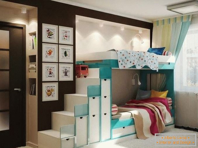 Entwurf einer Zweizimmerwohnung für eine Familie mit zwei Kindern - Foto eines Kinderhauses