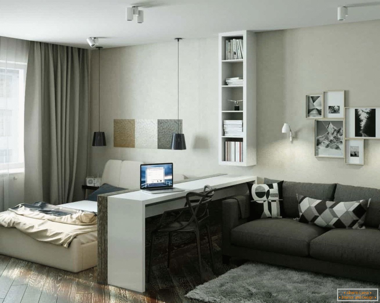 Modernes Design einer Einzimmerwohnung
