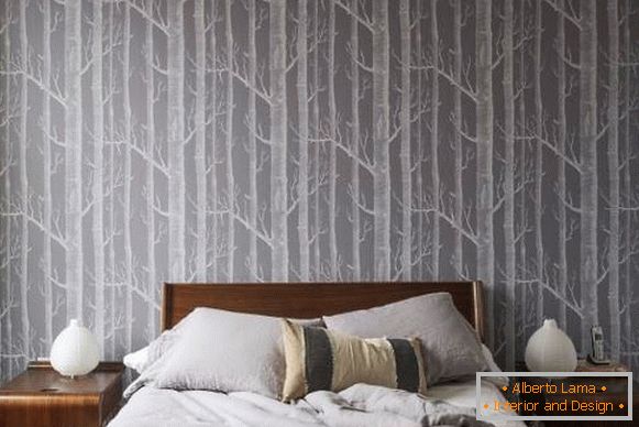 Schlafzimmerdesign in einem modernen Stil - beste Tapeten 2016