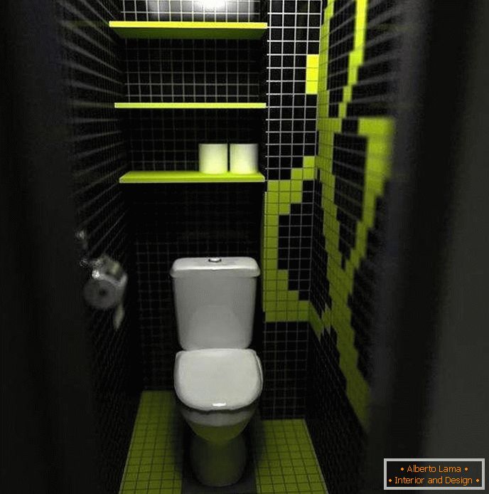 Dunkle Farbe verengt den Raum einer kleinen Toilette