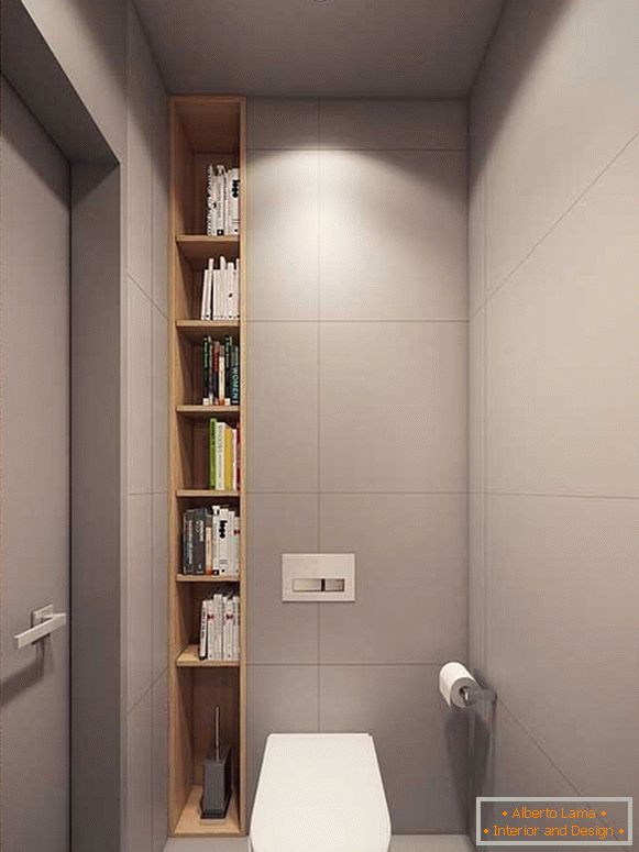 Bücherregale in der Toilette