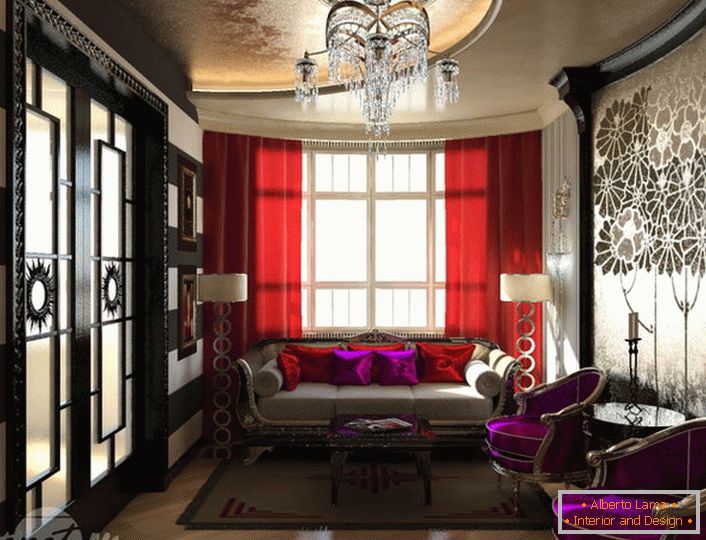 Die Beleuchtung wurde gemäß den Anforderungen für die Gestaltung kleiner Räume ausgewählt. Der Art Deco Stil besticht durch seine Pracht und Eleganz. 