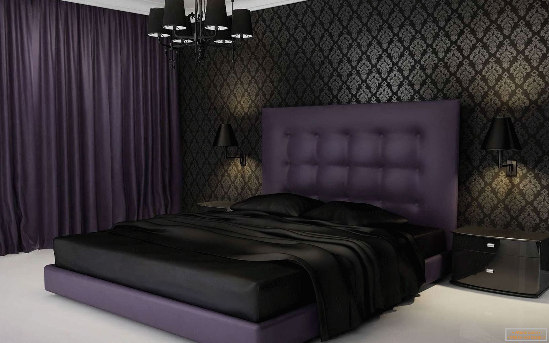 Schlafzimmerdesign in dunklen Farben