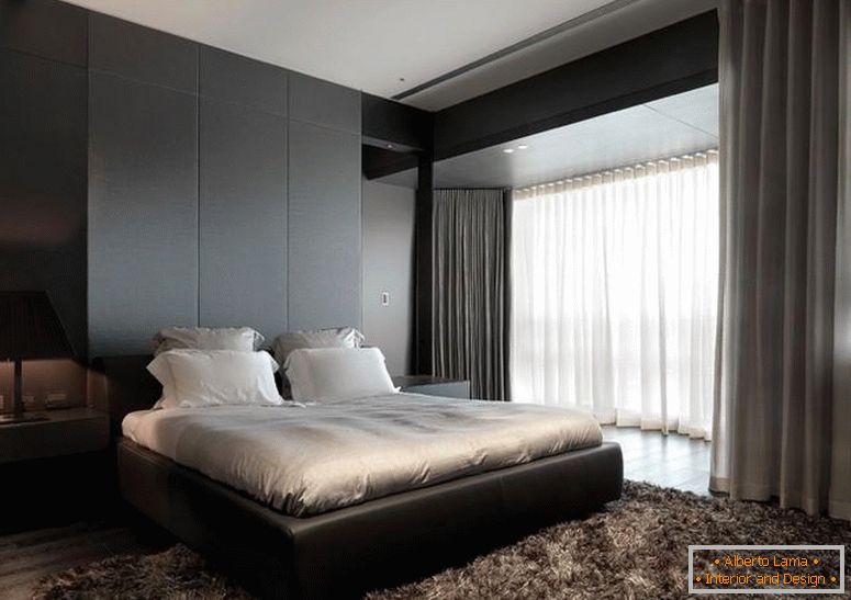 Schlafzimmerdesign in dunkler Farbe
