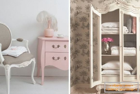 Schöne Möbel für ein Schlafzimmer im provenzalischen Stil - Beispiele auf dem Foto