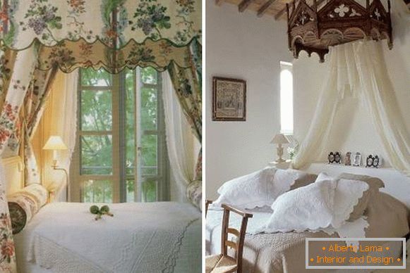 Bett im Stil einer Provence mit einem Baldachin - Fotos von Ideen