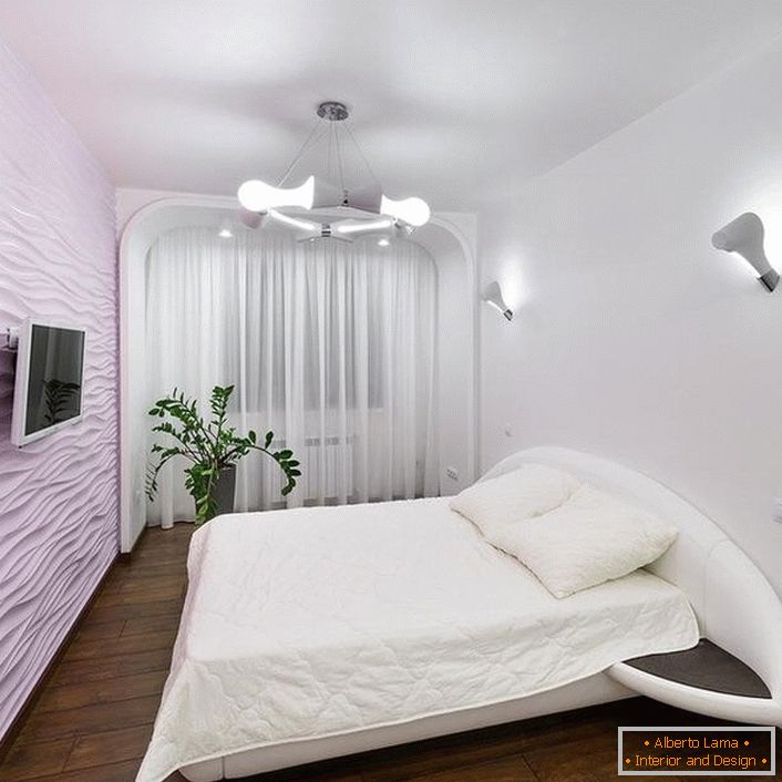 Rosa Farbe für ein Schlafzimmer im High-Tech-Stil