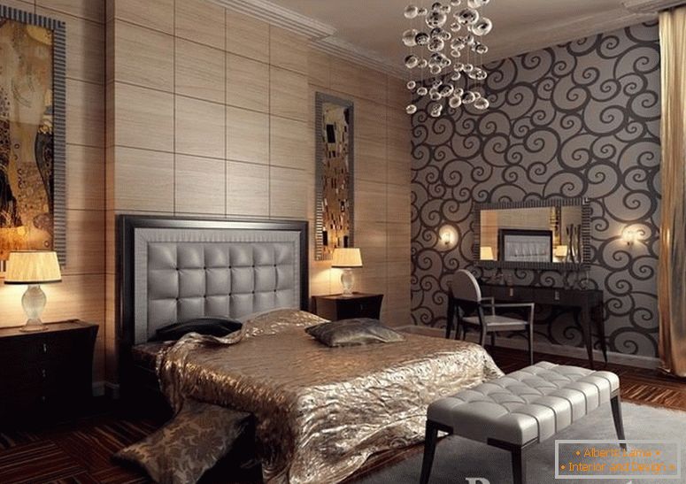 Ein Zimmer mit einem Bett und Stehlampen