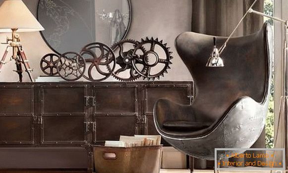 Dekor und Möbel im Steampunk-Stil - Foto im Innenraum