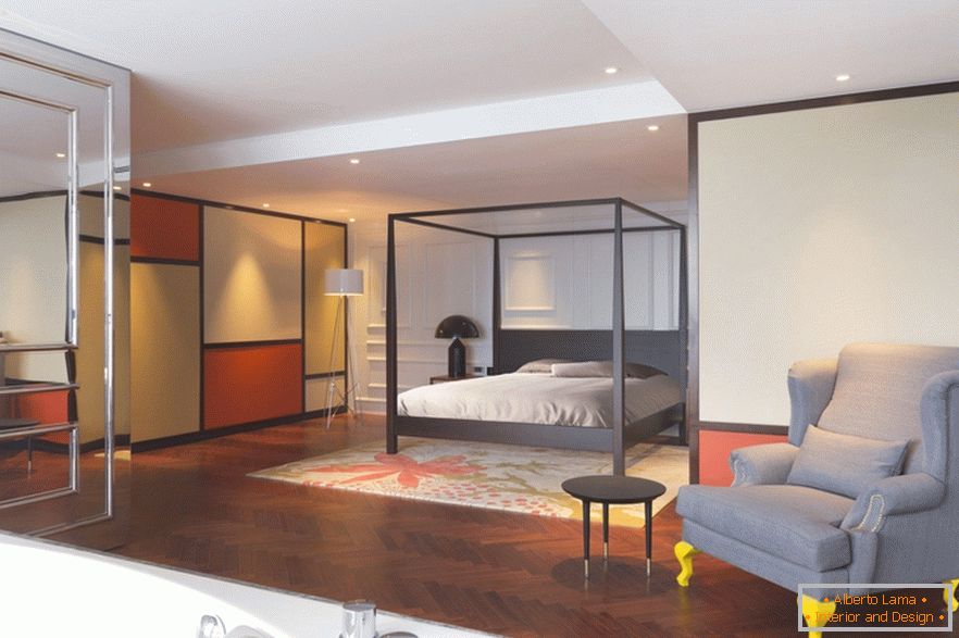 Schlafzimmer eines stilvollen Studio-Apartments in Peking