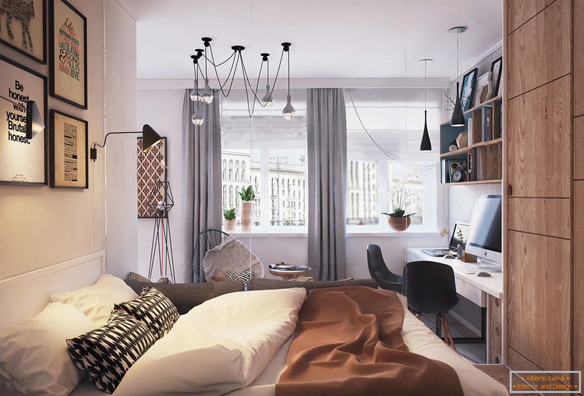 Schlafzimmer in einer kleinen modernen Wohnung