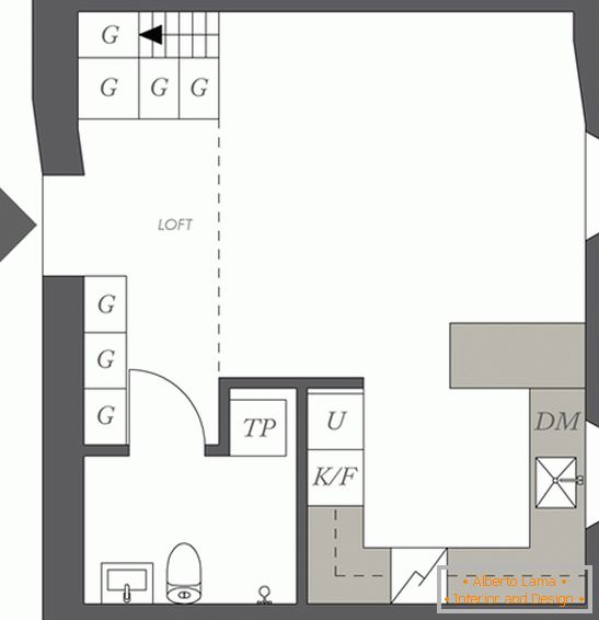 Der Grundriss einer kleinen Wohnung