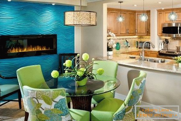 Essbereich in der Küche - Fotos in blauen und grünen Tönen