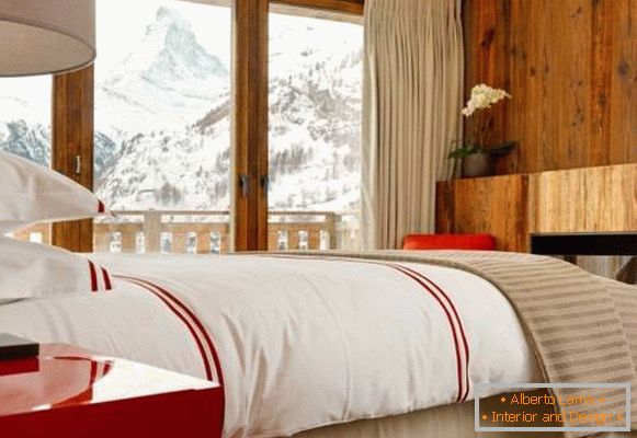 Schlafzimmer mit Blick auf den Berg