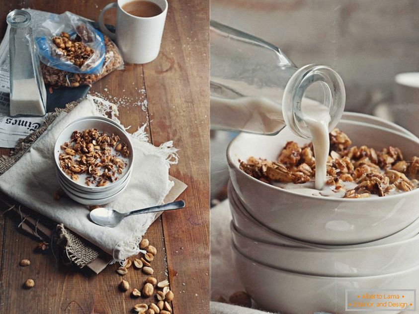 Vanessa Rees - leichtes Milchfrühstück mit Nüssen und Flocken
