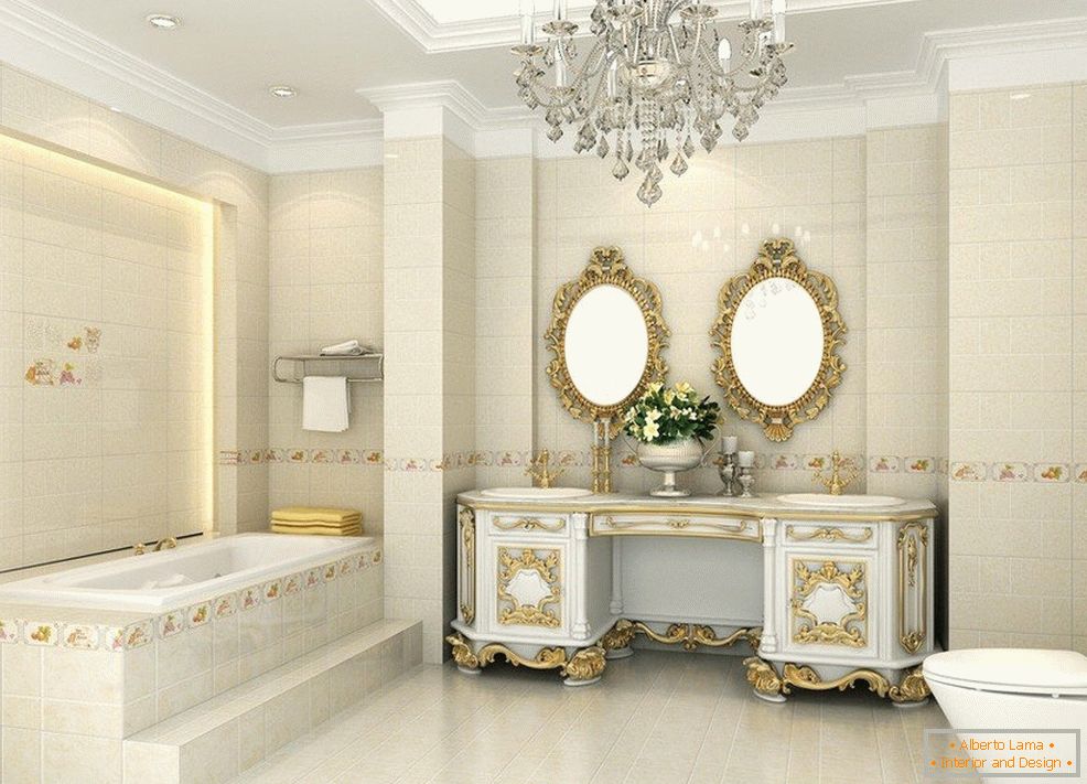 Beleuchtung im Badezimmer im klassischen Stil