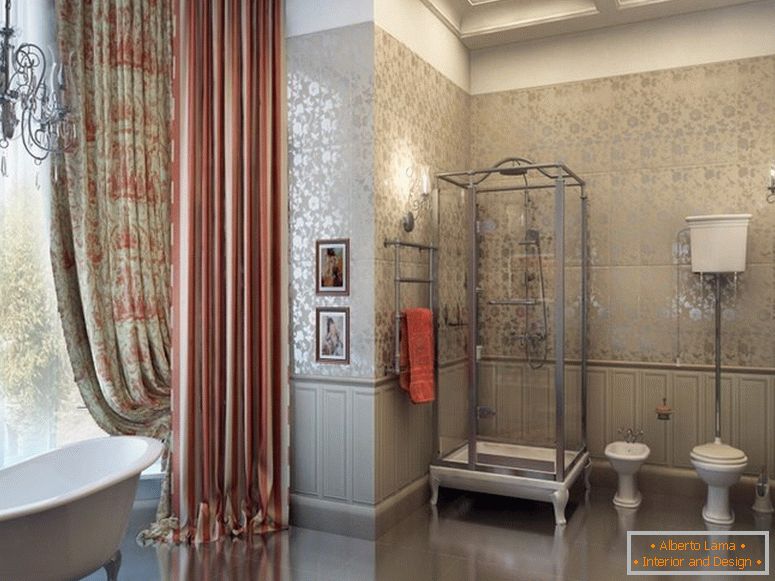 Textil im Badezimmer im klassischen Stil