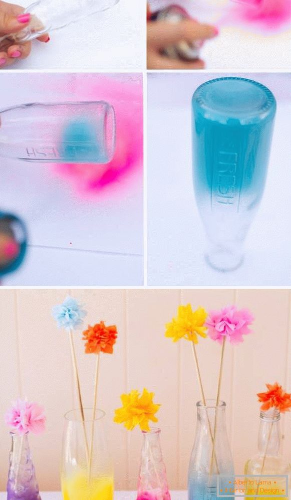 Wie man eine Vase aus einer Flasche mit einer Aerosolfarbe macht