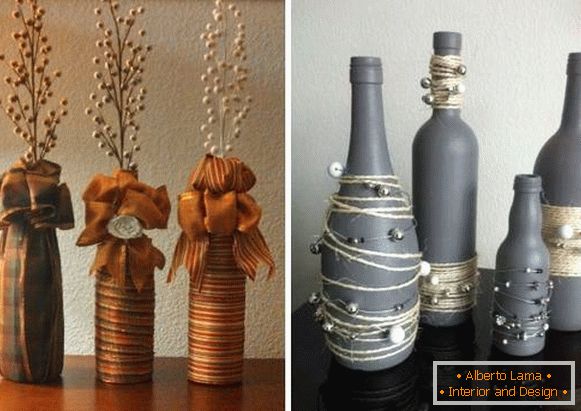 Vase aus einer Glasflasche mit eigenen Händen - Fotos der besten Ideen