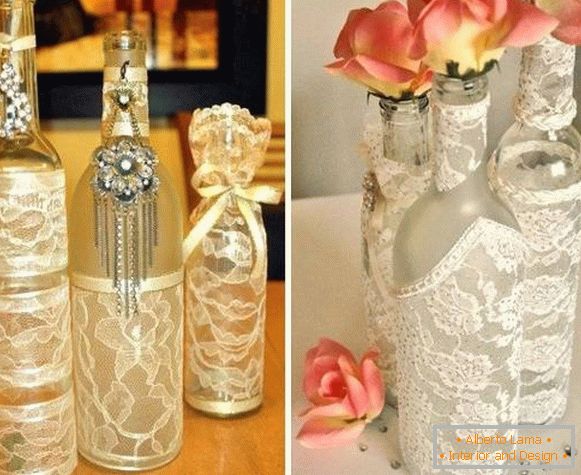 Wie man eine schöne Vase aus einer Flasche und Spitze macht