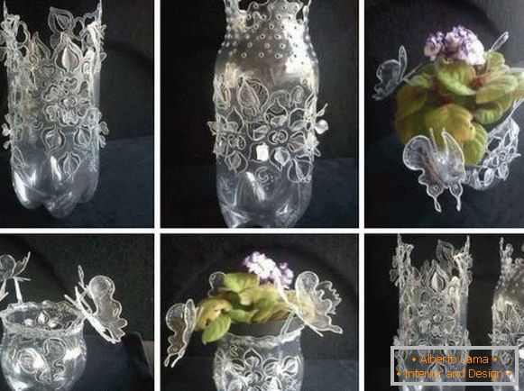Dekorative Vase aus einer Plastikflasche mit Ihren eigenen Händen