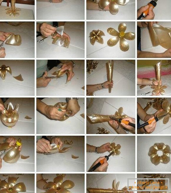 Anleitung, wie man eine Vase aus einer Plastikflasche mit eigenen Händen macht