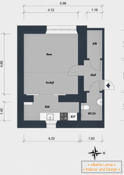 Planung eines Studio-Apartments im skandinavischen Stil