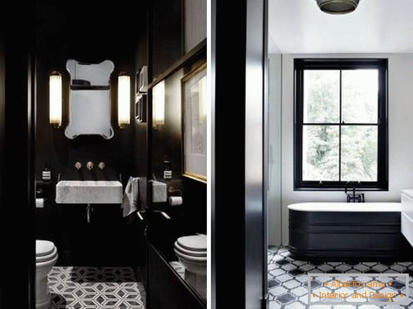 Stilvolles Badezimmer- und Toilettendesign in Schwarz