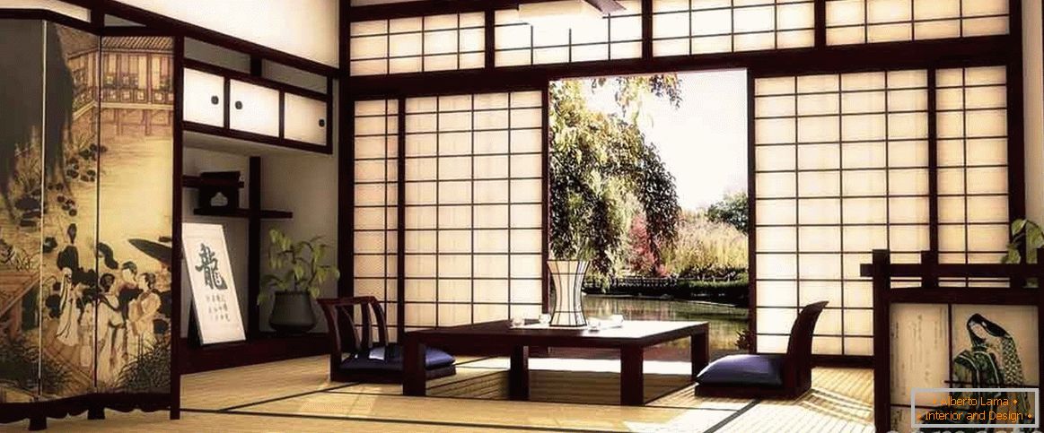 Japanischer Stil im Inneren des Hauses und der Wohnung