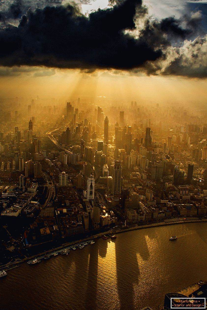 Landschaft von Shanghai aus der Vogelperspektive