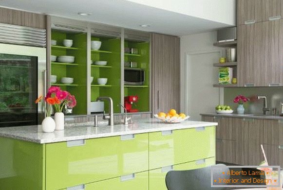 grau-grüne Küche