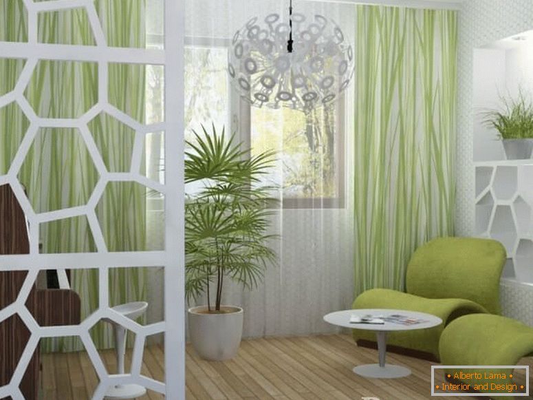 Weiß und Grün im Wohnzimmer