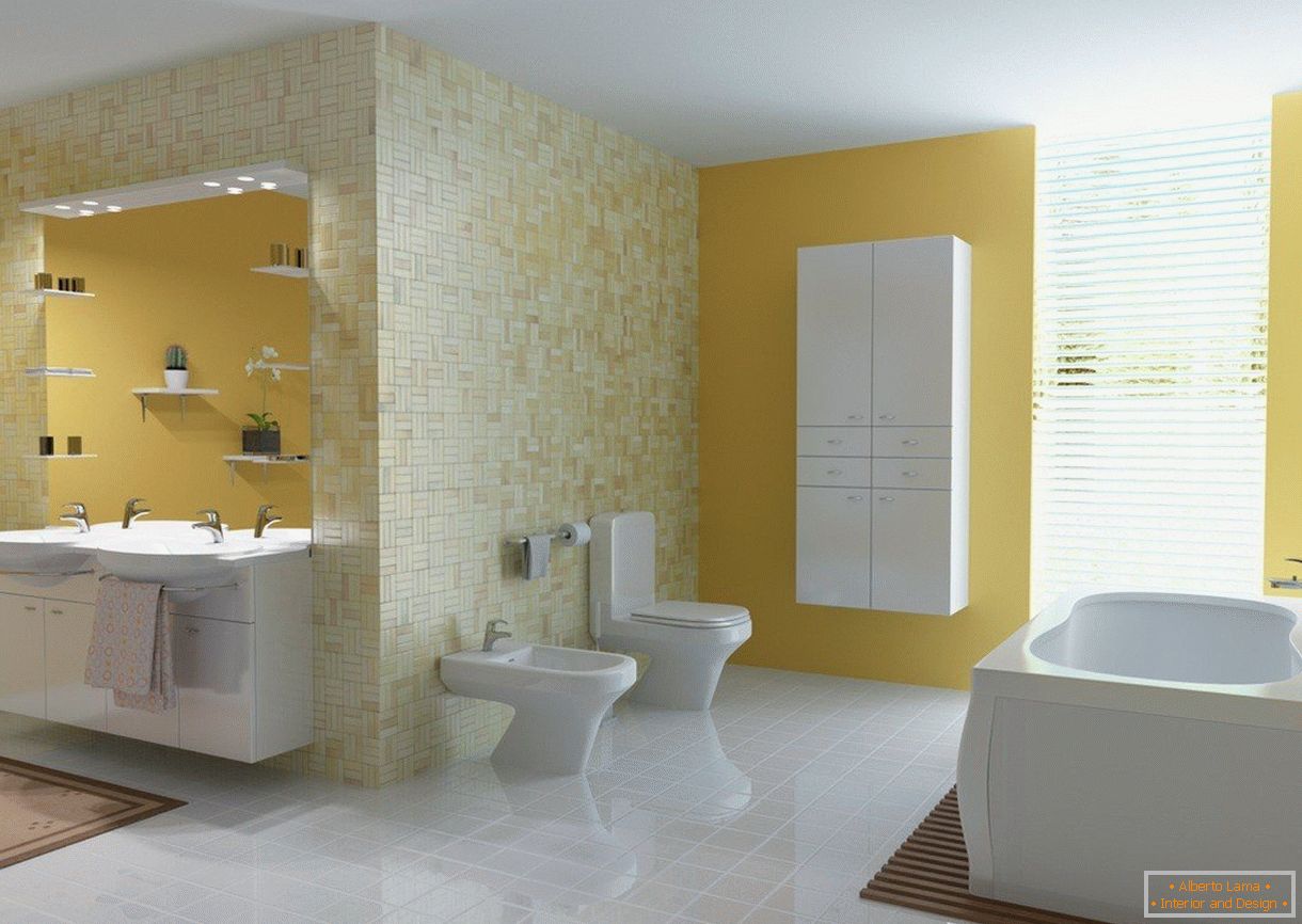 Gelb-weißes Badezimmer